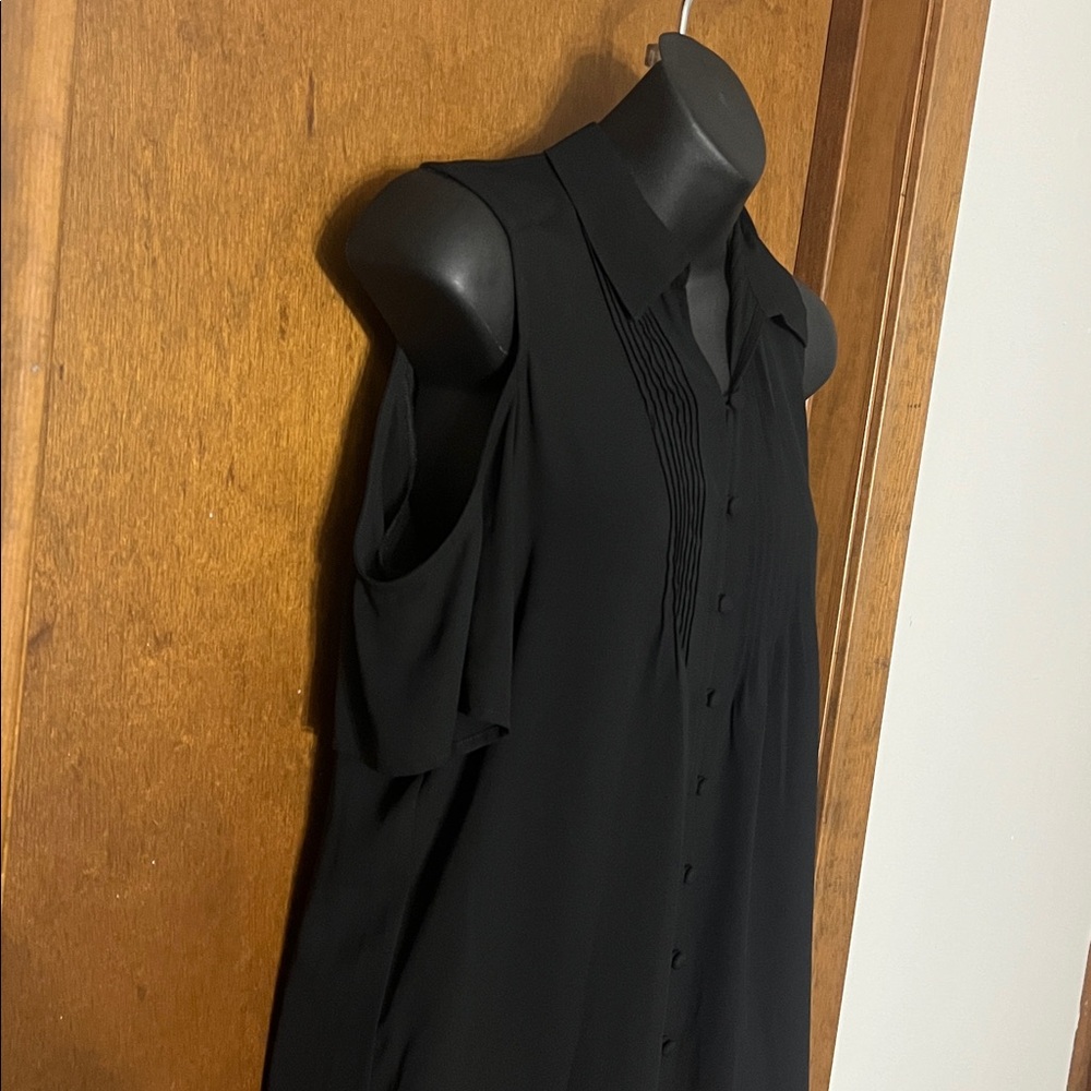 Express Black Cold Shoulder Button-Front Blouse W… - image 2